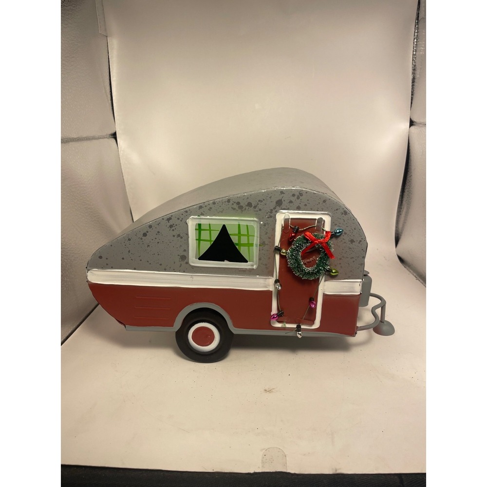 Tabletop Metal Christmas 10" Camper Trailer Target 2019 Red White Country Retro